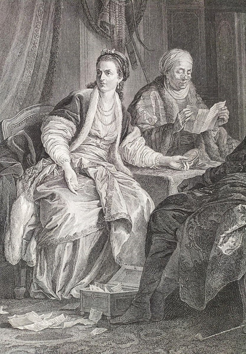 Gravure Romantique 18ème La Leçon Inutile Gravé Par Helman d'Après Leprince