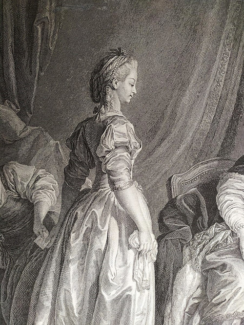 Gravure Romantique 18ème La Leçon Inutile Gravé Par Helman d'Après Leprince