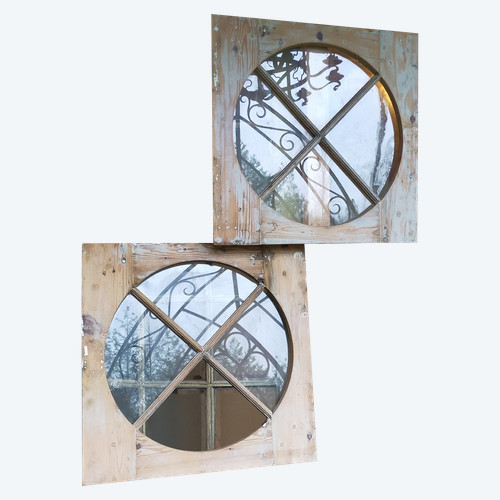 Zwei alte Bullaugen, 67 x 67 cm, Tür, Holzarbeiten, Dachfenster