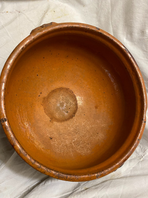 beautiful late 18th century tureen in marbled glazed earthenware, Louis XV style, ochre & brown, Provençal