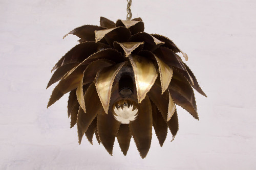Lampada a sospensione Agave in ottone Maison Jansen