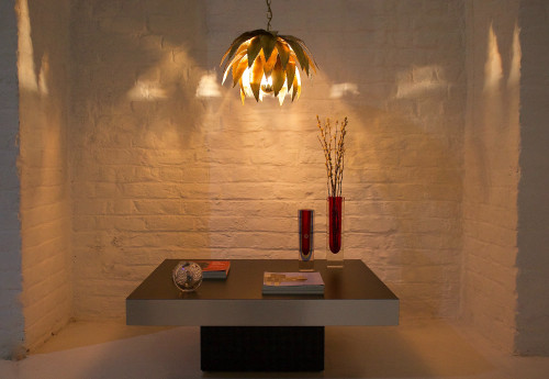 Lampada a sospensione Agave in ottone Maison Jansen