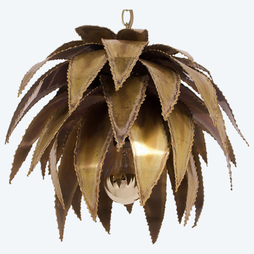 Lampada a sospensione Agave in ottone Maison Jansen