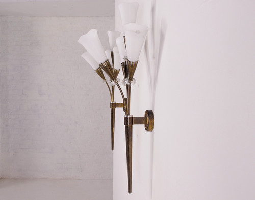 Paar Torchiere-Wandleuchten „Arum“ von Maison Lunel