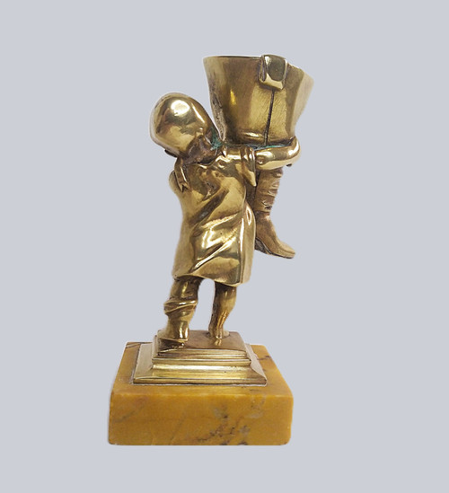 Stivale porta fiammiferi con scultura in bronzo delle Sette Leghe 