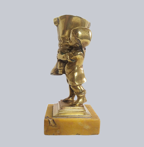 Stivale porta fiammiferi con scultura in bronzo delle Sette Leghe 
