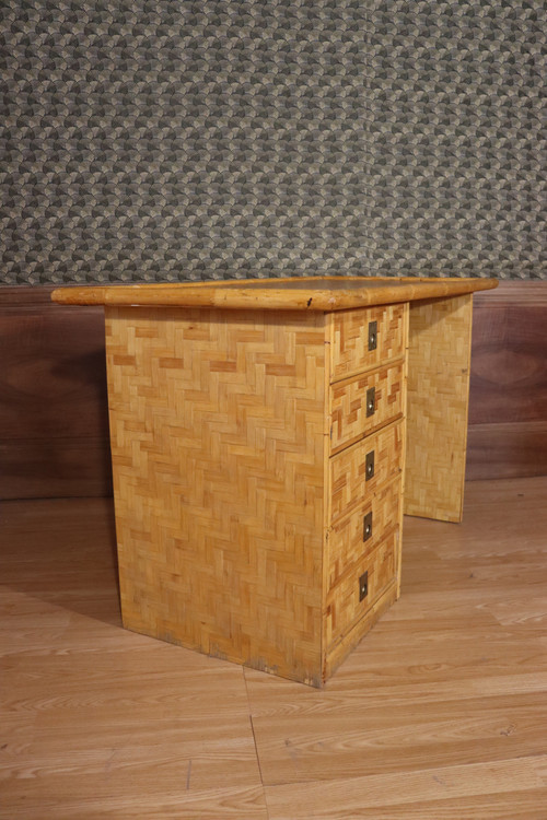 Bureau En Bambou, Rotin Et Laiton De Dal Vera, Italie, 1960s