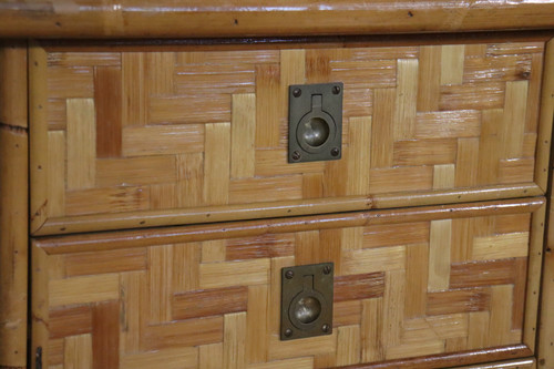 Bureau En Bambou, Rotin Et Laiton De Dal Vera, Italie, 1960s