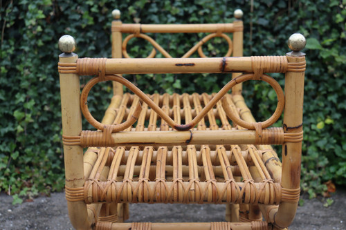 Panca Vintage in Rattan, Italia, 1960 Stile Gabriella Crespi