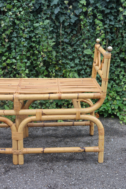 Panca Vintage in Rattan, Italia, 1960 Stile Gabriella Crespi