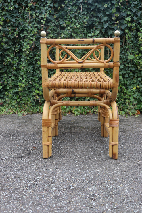 Panca Vintage in Rattan, Italia, 1960 Stile Gabriella Crespi