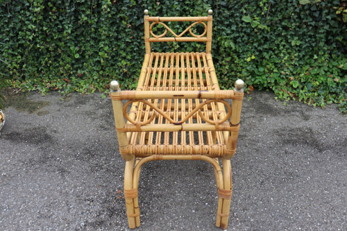 Panca Vintage in Rattan, Italia, 1960 Stile Gabriella Crespi