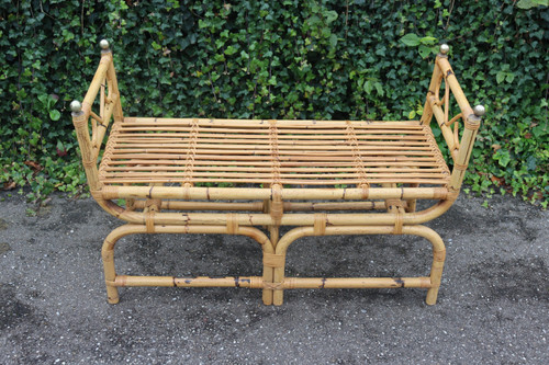 Panca Vintage in Rattan, Italia, 1960 Stile Gabriella Crespi