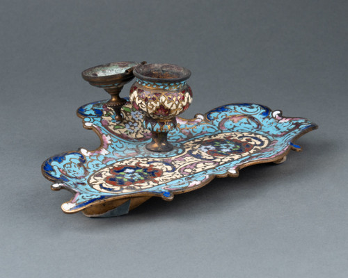 Cloisonné-Email-Schreibtischset, 19. Jahrhundert 