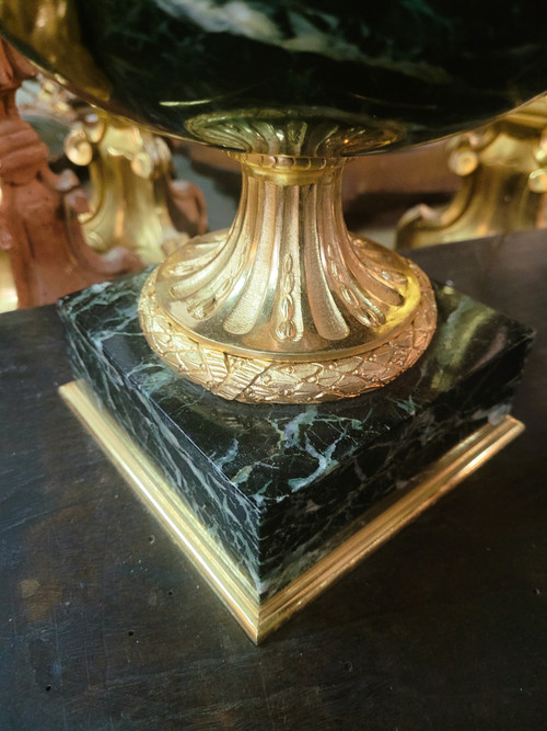 Pair of Marble and Bronze Cassolettes, 19th Century