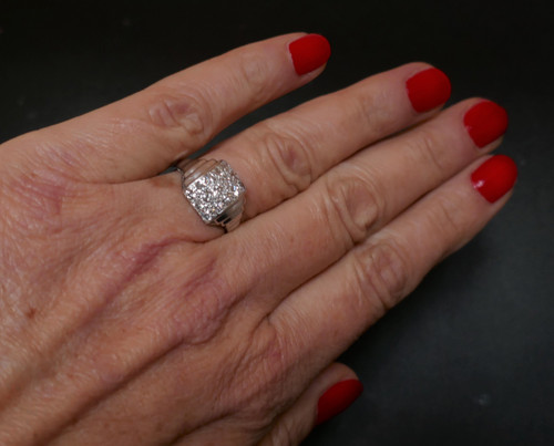 Bague Diamants, Platine Et Or Blanc 18 Carats.