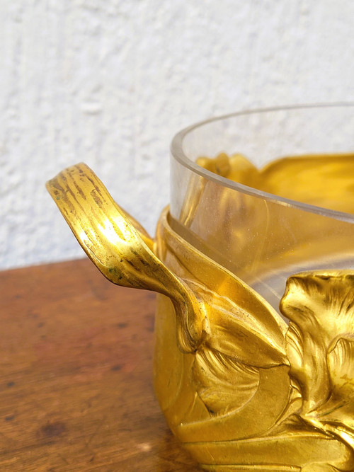 Coupe Aux Iris, Métal Doré Et Cristal, Art Nouveau, début XXème siècle