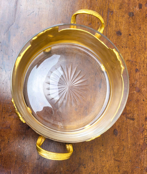 Coupe Aux Iris, Métal Doré Et Cristal, Art Nouveau, début XXème siècle