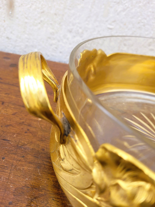 Coupe Aux Iris, Métal Doré Et Cristal, Art Nouveau, début XXème siècle