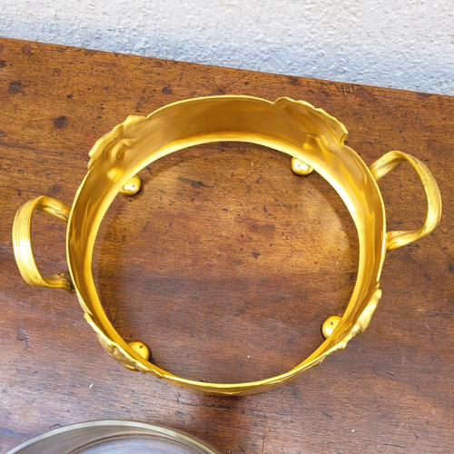 Coupe Aux Iris, Métal Doré Et Cristal, Art Nouveau, début XXème siècle