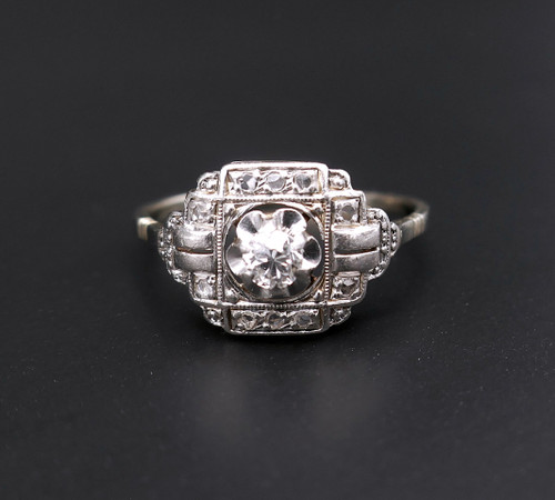 Art-Deco-Diamantring, Gold- und Platinfassung.