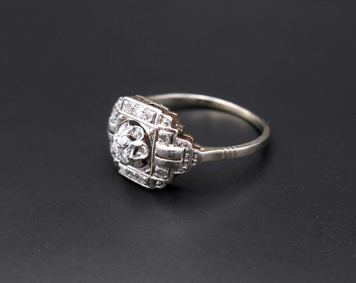 Art-Deco-Diamantring, Gold- und Platinfassung.