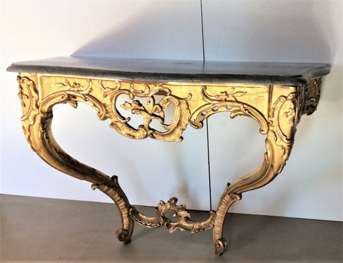 25% OFF UNTIL 30.11 - Curved Console Table In Molded And Carved Wood - 18th Century