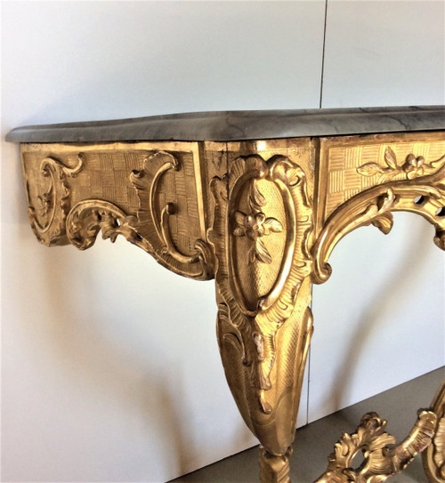 25% OFF UNTIL 30.11 - Curved Console Table In Molded And Carved Wood - 18th Century