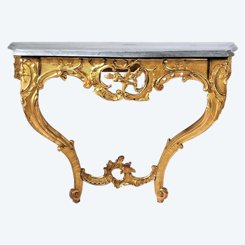 25% OFF UNTIL 30.11 - Curved Console Table In Molded And Carved Wood - 18th Century