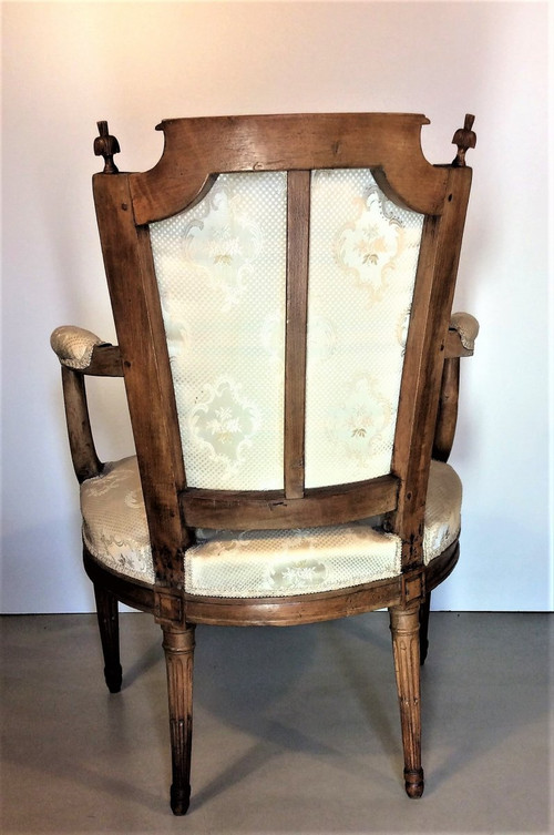 REMISE DE 25% -  Estampillé C. Lerat - Fauteuil Louis XVI  En Cabriolet - 18ème