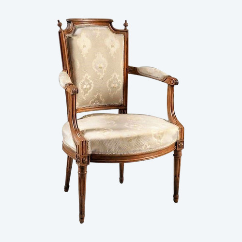 REMISE DE 25% -  Estampillé C. Lerat - Fauteuil Louis XVI  En Cabriolet - 18ème
