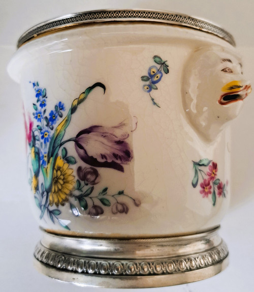 Porcelain cooling bucket from Risler and square silver frame, late 19th century