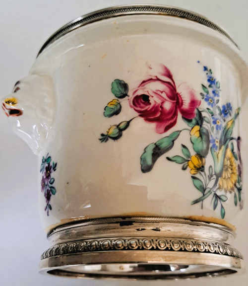 Porcelain cooling bucket from Risler and square silver frame, late 19th century