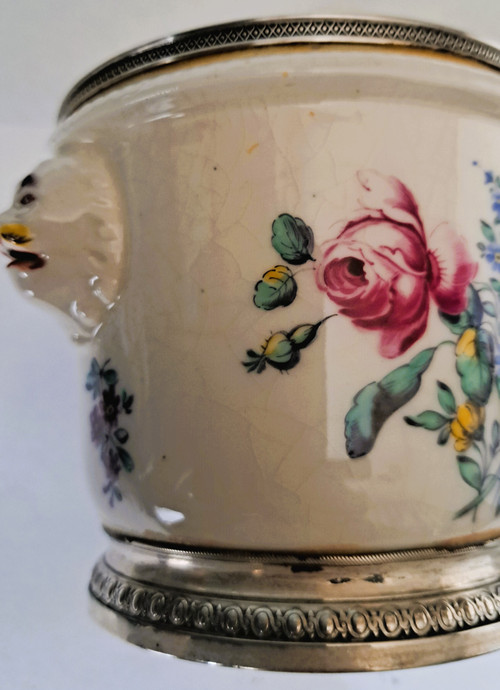Porcelain cooling bucket from Risler and square silver frame, late 19th century