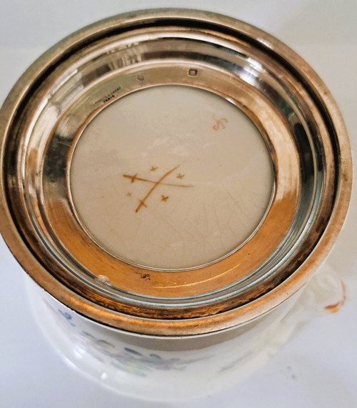 Porcelain cooling bucket from Risler and square silver frame, late 19th century