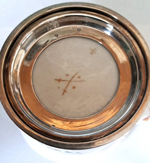 Porcelain cooling bucket from Risler and square silver frame, late 19th century