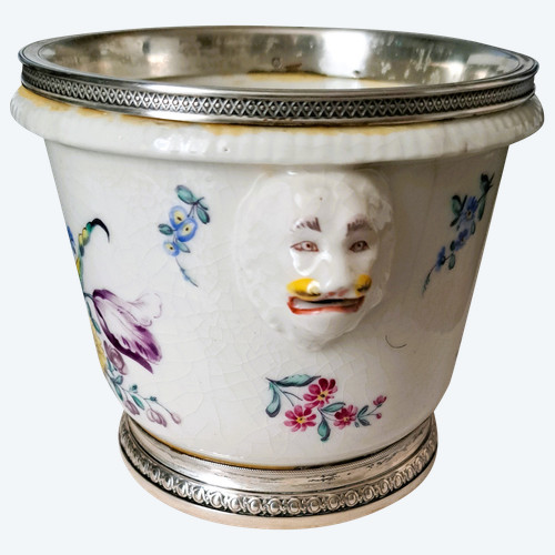 Porcelain cooling bucket from Risler and square silver frame, late 19th century