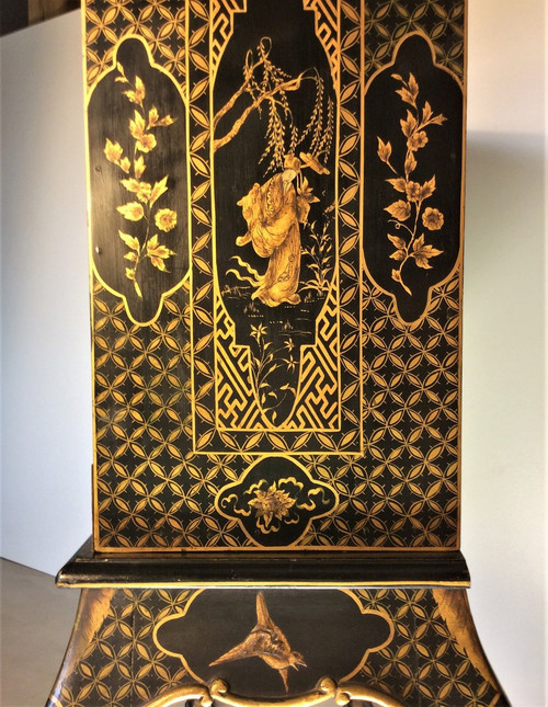 25% DISCOUNT UNTIL 11/30 - Black and Gold Lacquer Cabinet - Early 20th Century