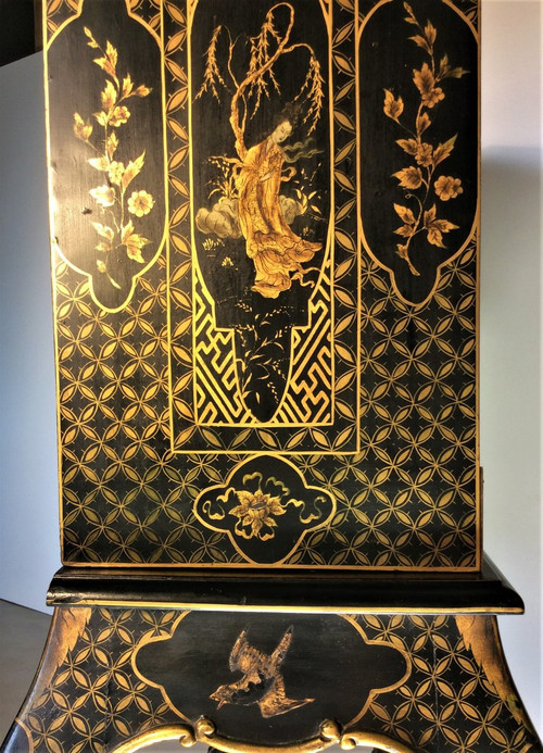 25% DISCOUNT UNTIL 11/30 - Black and Gold Lacquer Cabinet - Early 20th Century