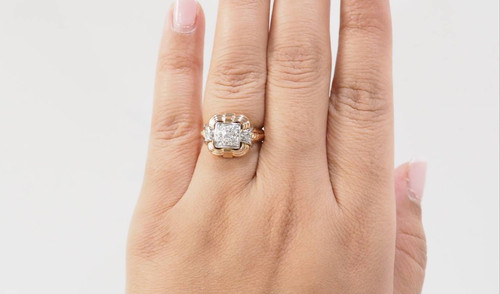 Bague Tank en or jaune et diamants
