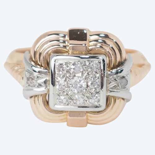 Bague Tank en or jaune et diamants