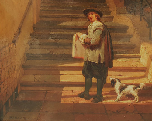 Hubertus VAN HOVE - The artist at his client's (Rembrandt?)