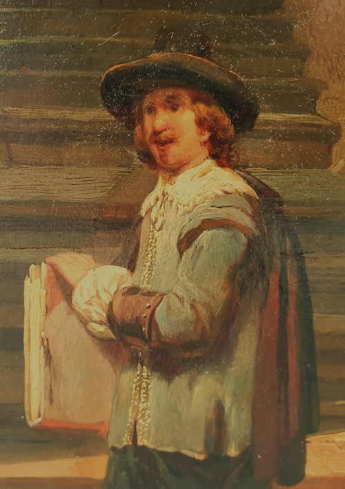 Hubertus VAN HOVE - The artist at his client's (Rembrandt?)