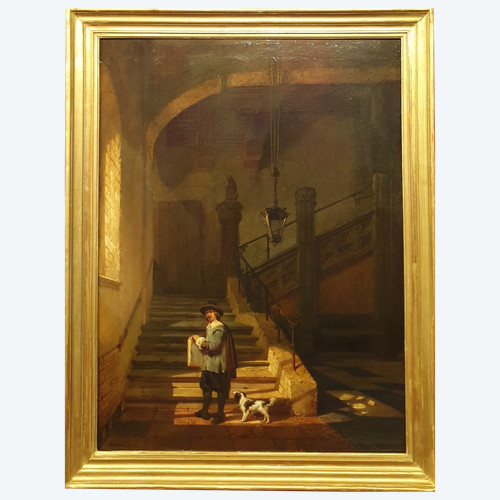 Hubertus VAN HOVE - The artist at his client's (Rembrandt?)
