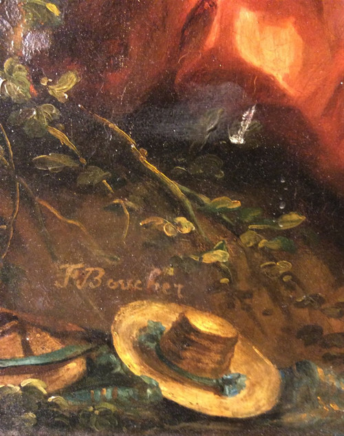 Remise 25\%  - D'après François BOUCHER - La Surprise - Huile sur toile - 19ème