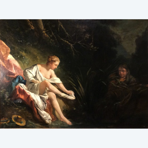 Remise 25\%  - D'après François BOUCHER - La Surprise - Huile sur toile - 19ème