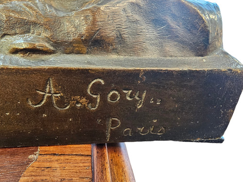 Affortunato Gory Grande Bronzo Art Deco "Giovane Ragazza e Capra"