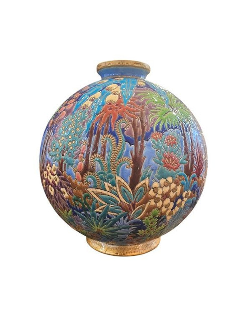 Longwy Colonial Art Deco Ball Vase