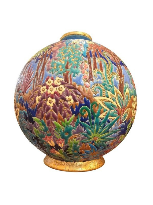 Longwy Colonial Art Deco Ball Vase