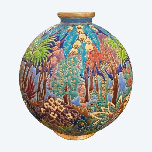 Longwy Colonial Art Deco Ball Vase